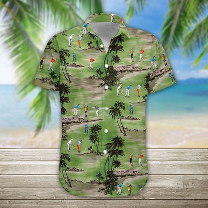 Golf And Tree Crazy Ornamental Hawaiian ShirtHawaiian Shirt Gift, Christmas Gift