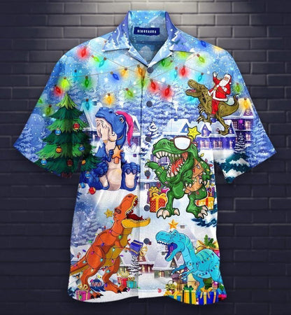 Dinosaurs Pretty Santa T-rex Ar Laethanta Nollag Léine Haváí, Bronntanas Léine Haváíais, Bronntanas Nollag