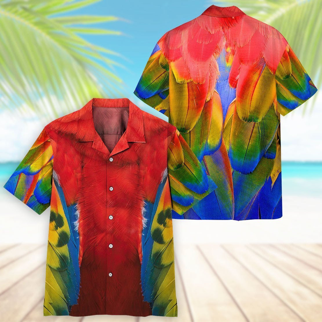 Summer Parrot Awesome Background Design Hawaiian Shirt,Hawaiian Shirt Gift, Christmas Gift
