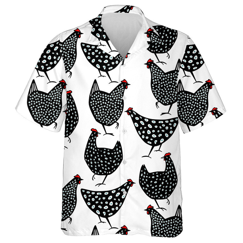 Black Speckled Chickens With Red Crest Hawaiian Shirt, Hawaiian For Gift
