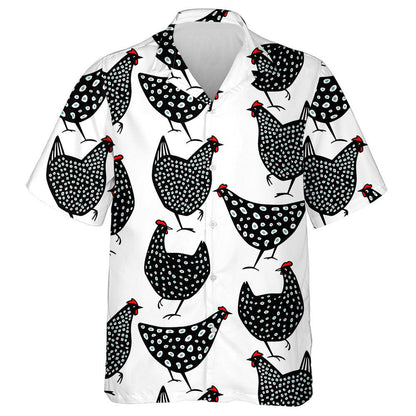 Black Speckled Chickens With Red Crest Hawaiian Shirt, Hawaiian For Gift