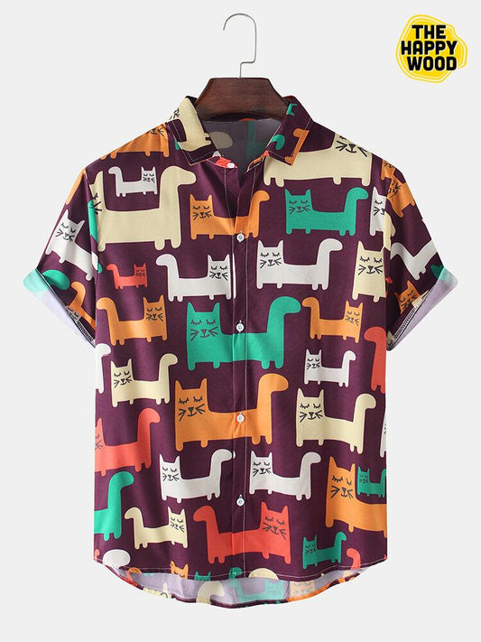 Cat Printed Hawaiian Hawaii Shirt_Hawaiian Shirt Gift, Christmas Gift