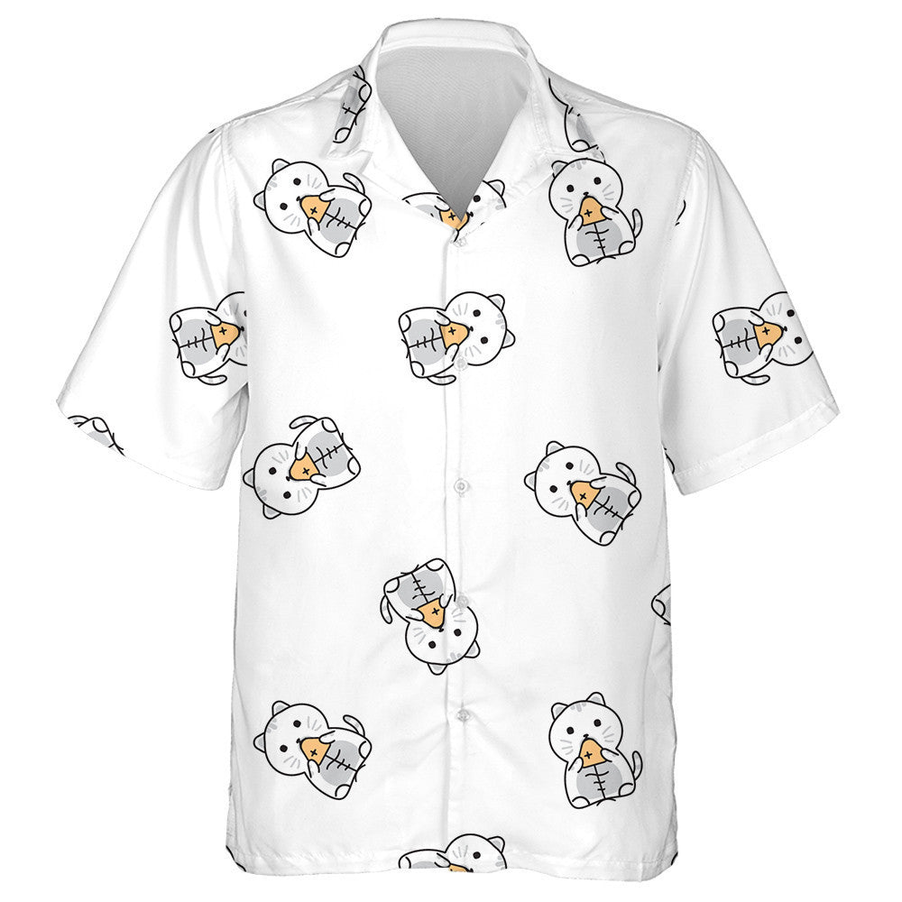 Cute Cats And Tuna Fish Bone Hawaiian Shirt,Hawaiian Shirt Gift, Christmas Gift