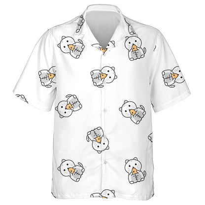 Cute Cats And Tuna Fish Bone Hawaiian Shirt,Hawaiian Shirt Gift, Christmas Gift