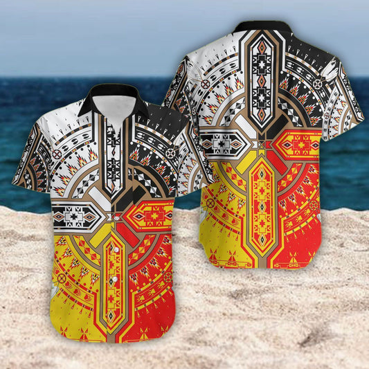 Orange Red And White Geometric Hawaiian Shirt,Hawaiian Shirt Gift, Christmas Gift