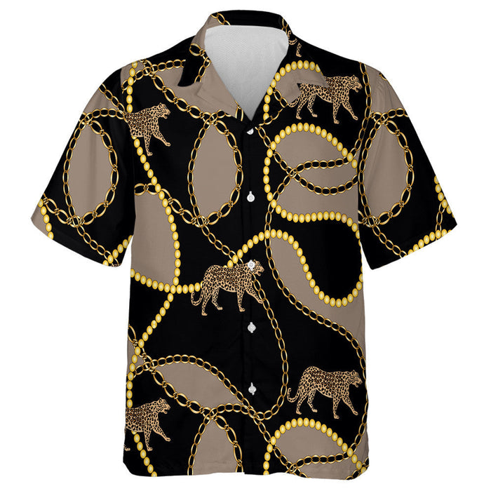 Wild African Golden Baroque Chain With Leopard Hawaiian Shirt, Hawaiian Shirt Gift, Christmas Gift