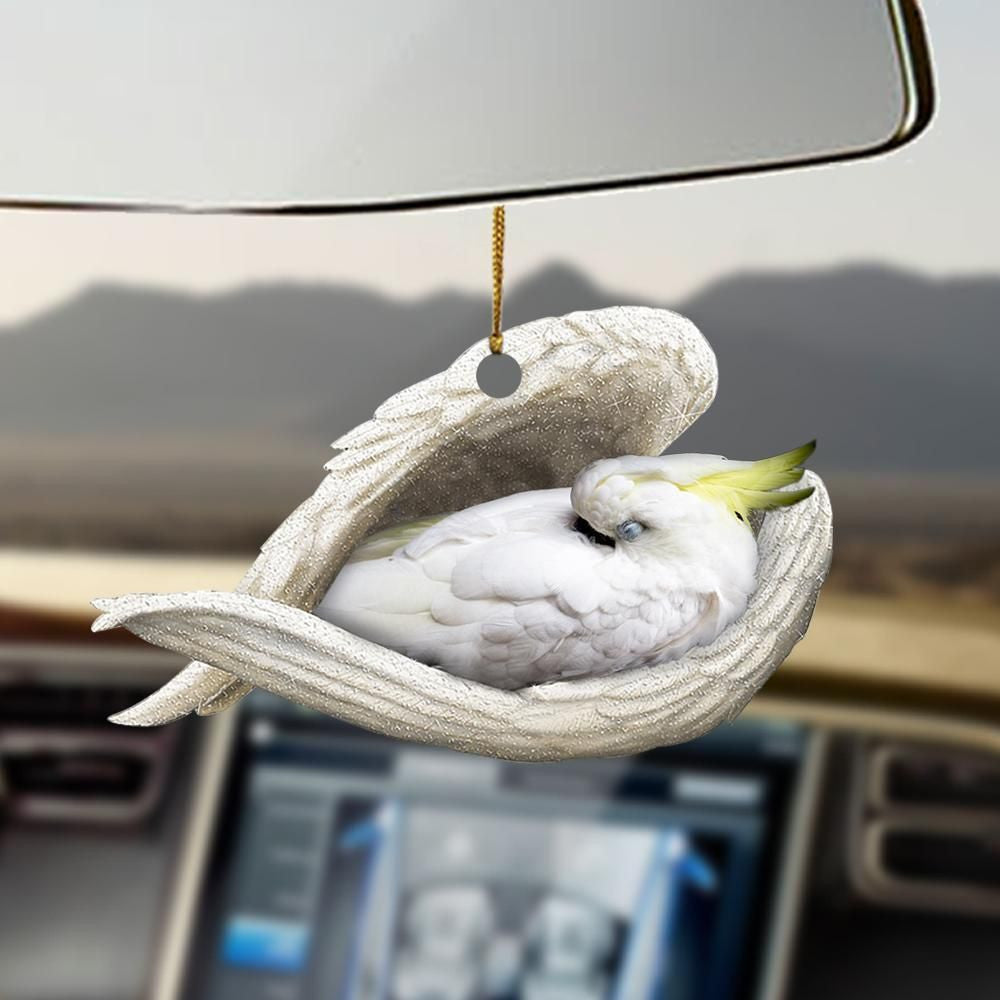 Cockatoo Sleeping Angel Ornament, Christmas Gift, Christmas Decoration