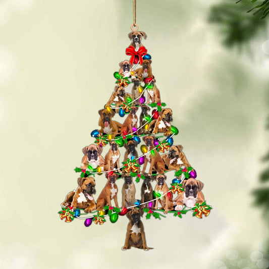 Boxer-Christmas Tree Lights-Two Sided Christmas Plastic Hanging Ornament, Christmas Ornament Gift, Christmas Gift, Christmas Decoration