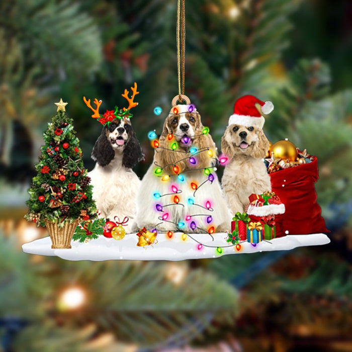 American Cocker Spaniel-Christmas Dog Friends Hanging Christmas Plastic Hanging Ornament, Christmas Ornament Gift, Christmas Gift, Christmas Decoration