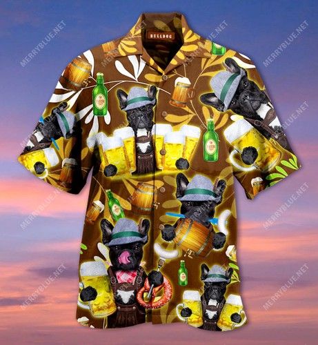 Bulldog Drink Beer Hawaiian Shirt,Hawaiian Shirt Gift, Christmas Gift