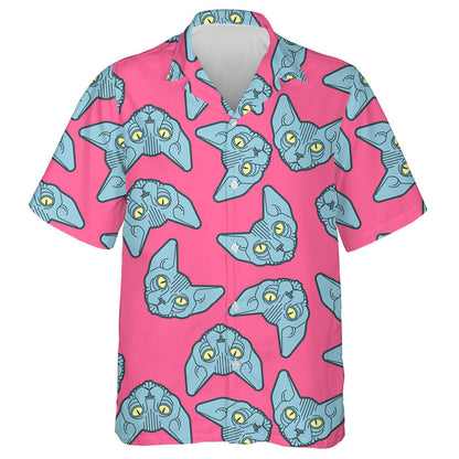 Aghaidh Fantasy As Cat Sphynx Le Súile Óir Léine Haváís, Bronntanas Léine Haváís, Bronntanas Nollag