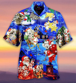 Cute Koala Santa Claus Christmas Design Hawaiian Shirt, Hawaiian Shirt Gift, Christmas Gift.