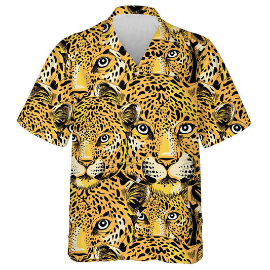 The Big Face Leopard On Black Background Hawaiian Shirt, Hawaiian Shirt Gift, Christmas Gift