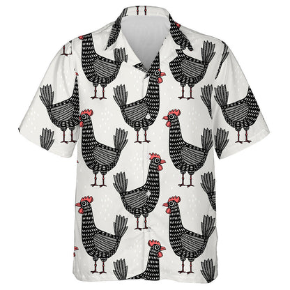 Funny Black Chicken With Red Crest Hawaiian Shirt,Hawaiian Shirt Gift, Christmas Gift
