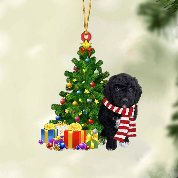 BLACK Goldendoodle-Christmas Star Hanging Christmas Plastic Hanging Ornament, Christmas Ornament Gift, Christmas Gift, Christmas Decoration