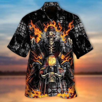 Biker Skull Gorgeous Hawaiian Shirt,Hawaiian Shirt Gift, Christmas Gift