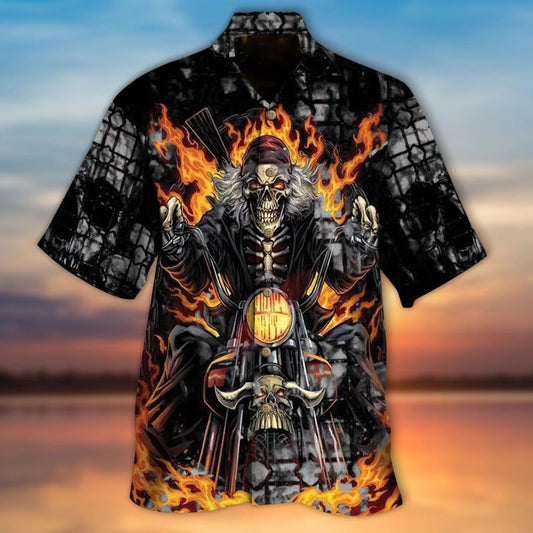 Biker Skull Gorgeous Hawaiian Shirt,Hawaiian Shirt Gift, Christmas Gift