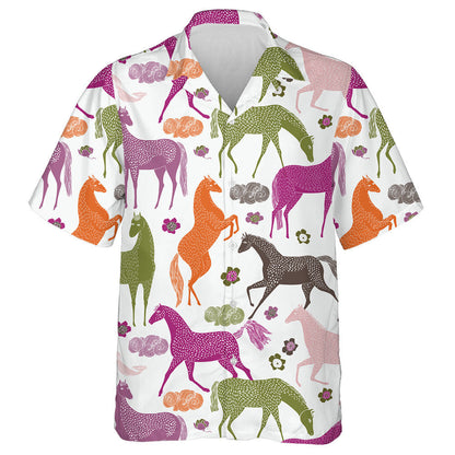 Beautiful Prancing Horses In Pastel Colors Hawaiian Shirt, Hawaiian For Gift