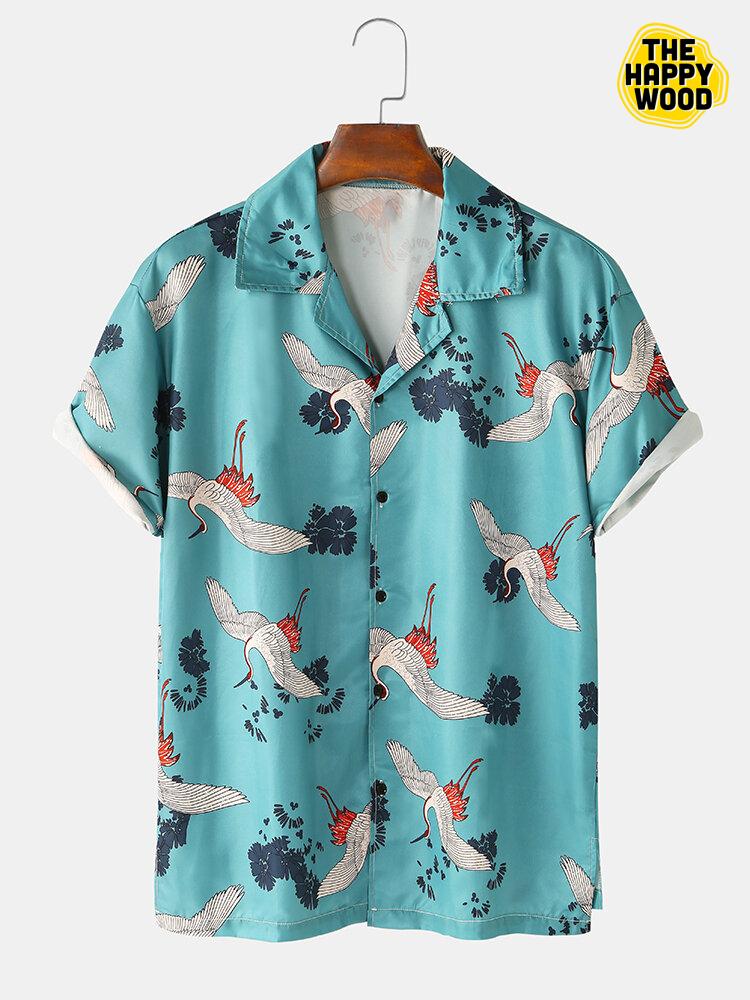 Crane Printed Hawaiian Hawaii Shirt, Hwaiian For Gift
