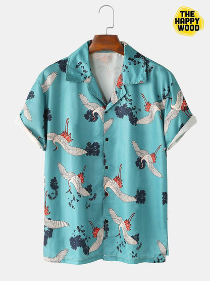 Crane Printed Hawaiian Hawaii Shirt, Hwaiian For Gift