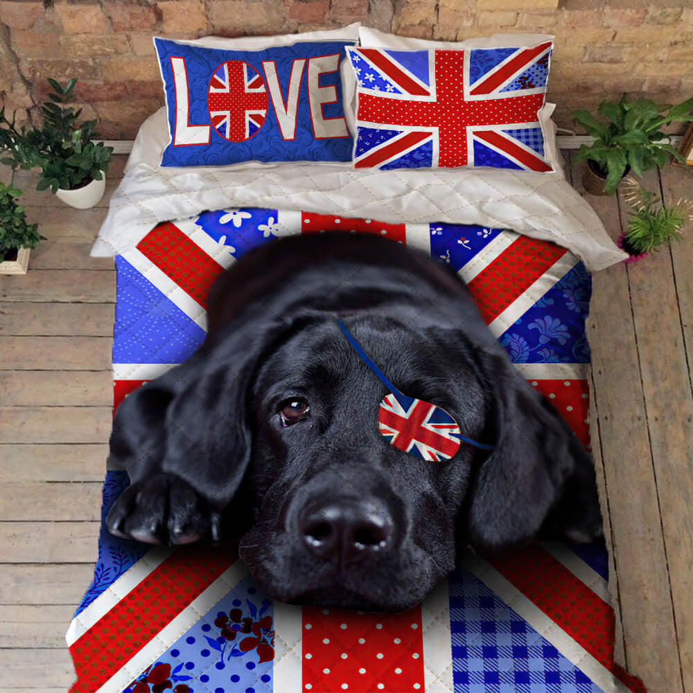 Labrador Retriever Dog Quilt Bedding Set UK Flower Patter Set Bedlinen 3D Bedroom,Bedding Christmas Gift,Bedding Set Christmas