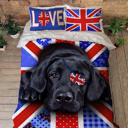 Labrador Retriever Dog Quilt Bedding Set UK Flower Patter Set Bedlinen 3D Bedroom,Bedding Christmas Gift,Bedding Set Christmas