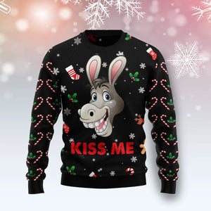 Donkey Kissme unisex womens & mens, couples matching, friends, funny family ugly christmas holiday sweater gifts ,Christmas Ugly Sweater