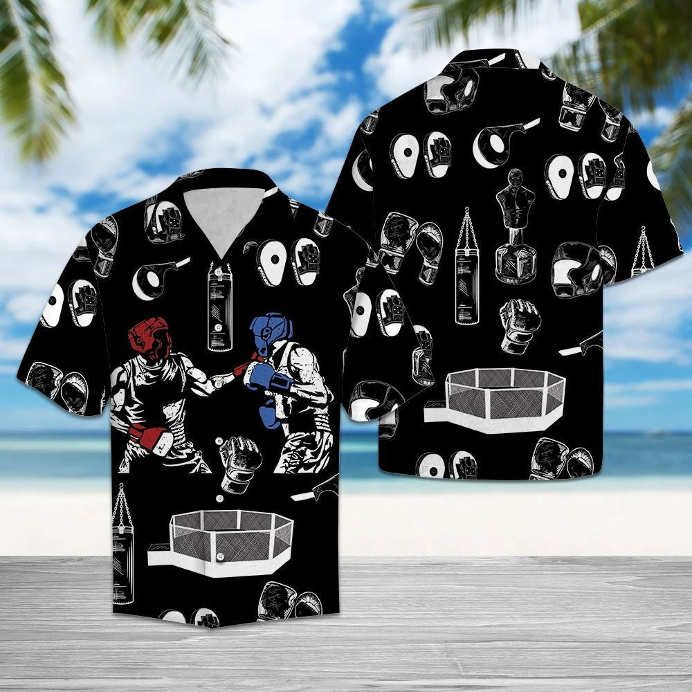 Boxing Champion Ring In Black Hawaiian Shirt, Hawaiian For Gift