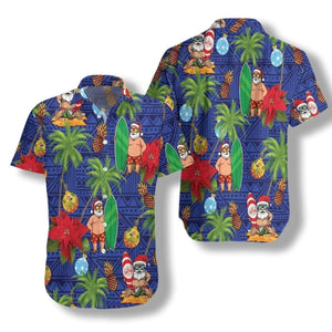 Merry Christmas Santa Claus Beach Holiday Vintage Style Design Hawaiian Shirt, Hawaiian Shirt Gift, Christmas Gift