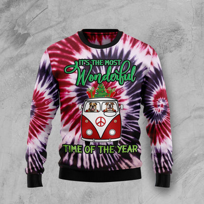 Geansaí Nollag Gránna Bulldog Tie Dye, Geansaí Gránna Nollag, Bronntanas Nollag, Bronntanas Nollag 2022
