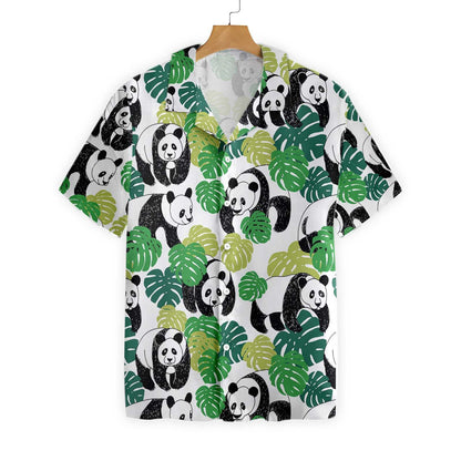 Pretty Animal World Panda Leaves Design Hawaiian Shirt,Hawaiian Shirt Gift, Christmas Gift