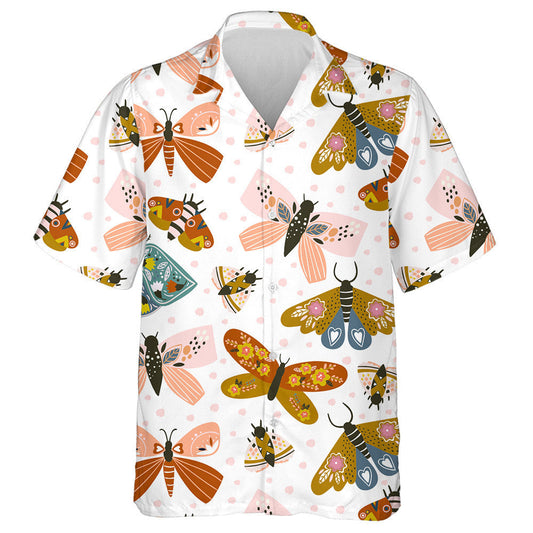 Cartoon Hand Drawn Butterflies In Vintage Style Hawaiian Shirt, Hawaiian Shirt Gift, Christmas Gift