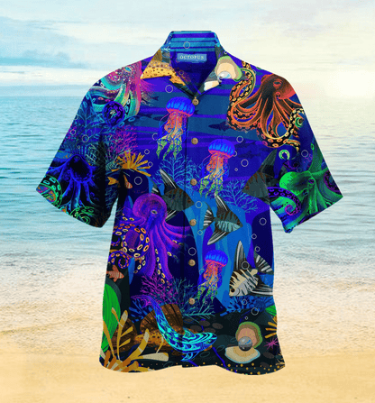 Buy Neon Octopus Hawaiian Shirt-Hawaiian Shirt Gift, Christmas Gift