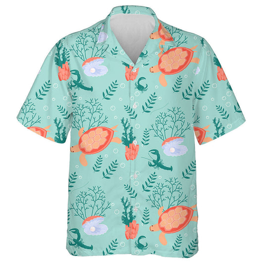 Turtle And Polynesian Symbols On White Hawaiian Shirt, Hawaiian For Gift
