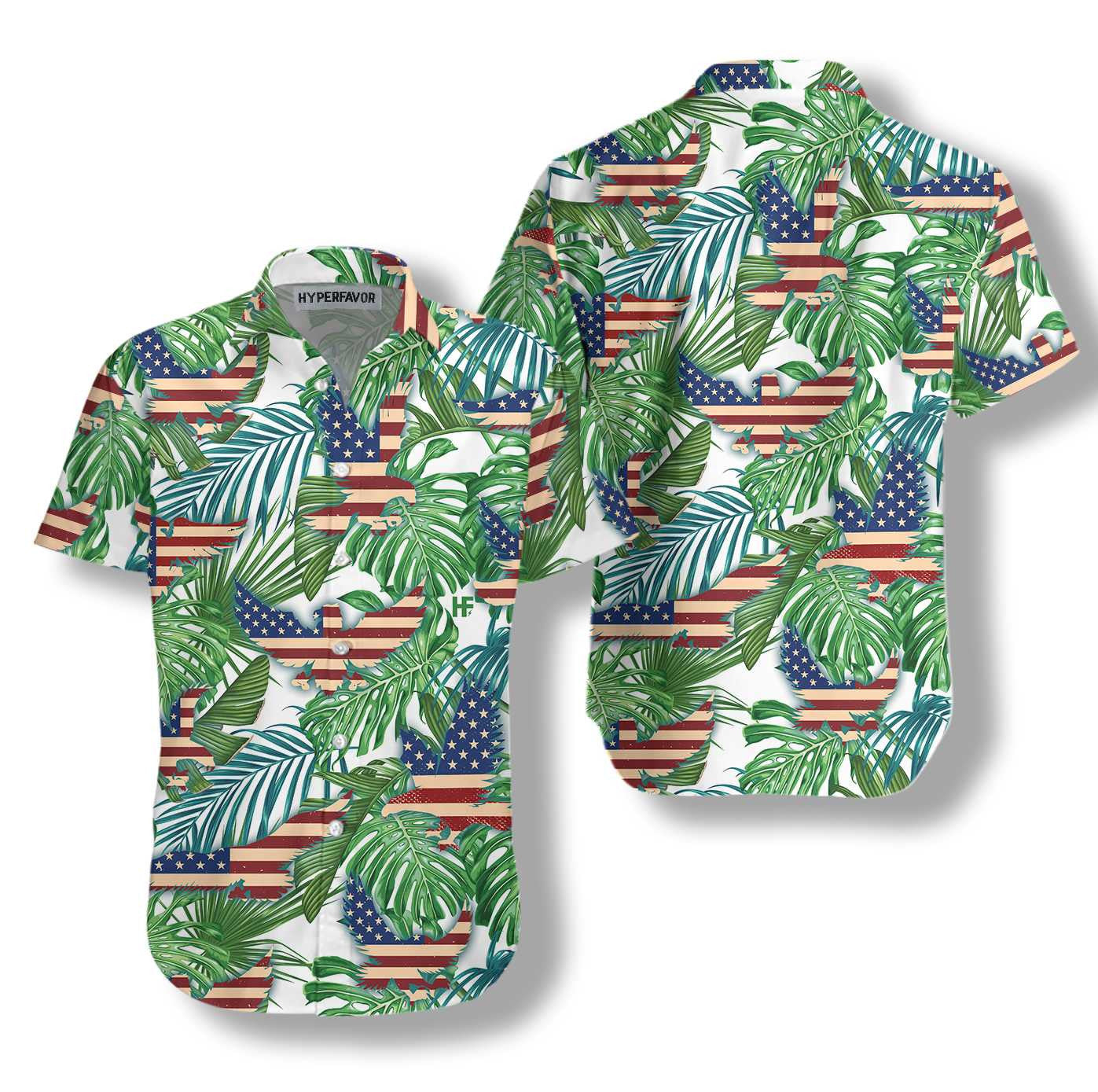 USA Flag Design Hawaiian Shirt Tropical American Eagle,Hawaiian Shirt Gift, Christmas Gift