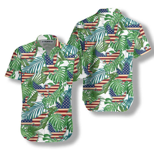 USA Flag Design Hawaiian Shirt Tropical American Eagle,Hawaiian Shirt Gift, Christmas Gift
