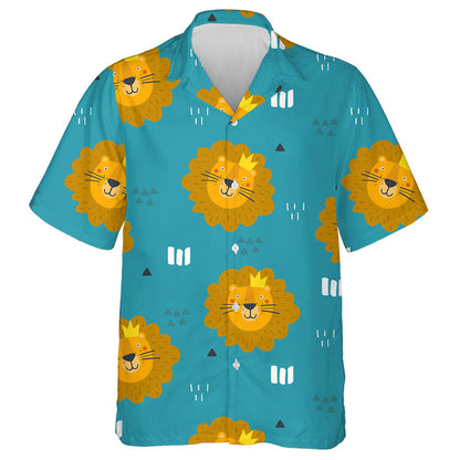 Muzzles Of Lions In Blue Background Hawaiian Shirt,Hawaiian Shirt Gift, Christmas Gift