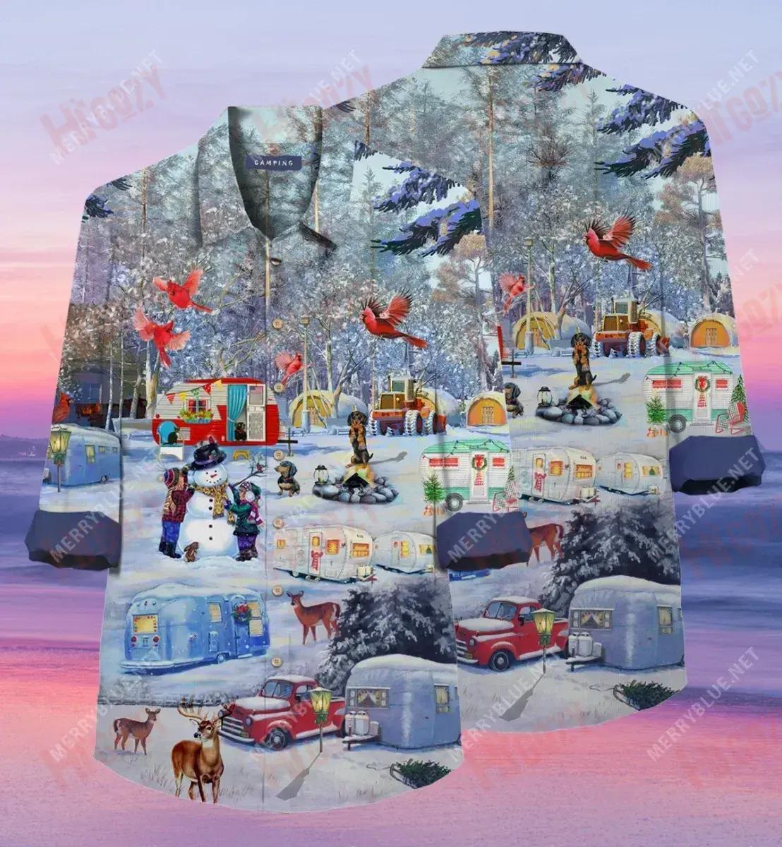 Camping Before Christmas Long Hawaiian Shirt Hobbies Short Sleeve Hawaiian Crazy Shirts Crazy Shirts Hawaii_ Hawaiian Shirts -Hawaiian Shirt Gift, Christmas Gift