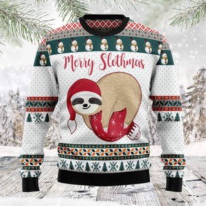 Merry Slothmas unisex womens & mens, couples matching, friends, sloth lover, funny family ugly christmas holiday sweater gifts,Christmas Ugly Sweater