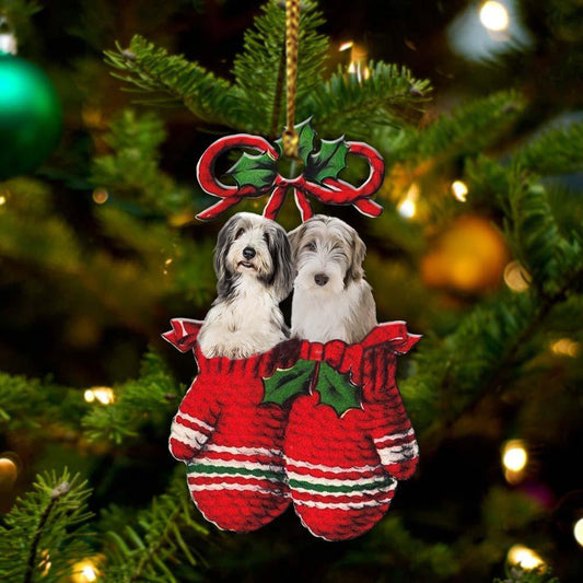 Bearded Collie Inside Your Gloves Christmas Holiday-Two Sided Christmas Plastic Hanging Ornament, Christmas Ornament Gift, Christmas Gift, Christmas Decoration