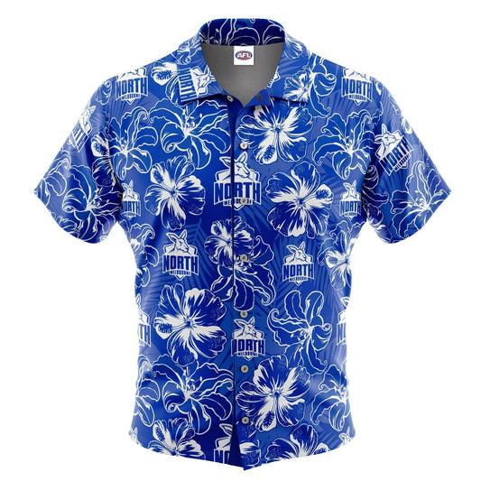 North Melbourne Hibiscus Hawaiian Aloha Shirt Hawaiian Shorts Beach Short Sleeve, Hawaiian Shirt Gift, Christmas Gift
