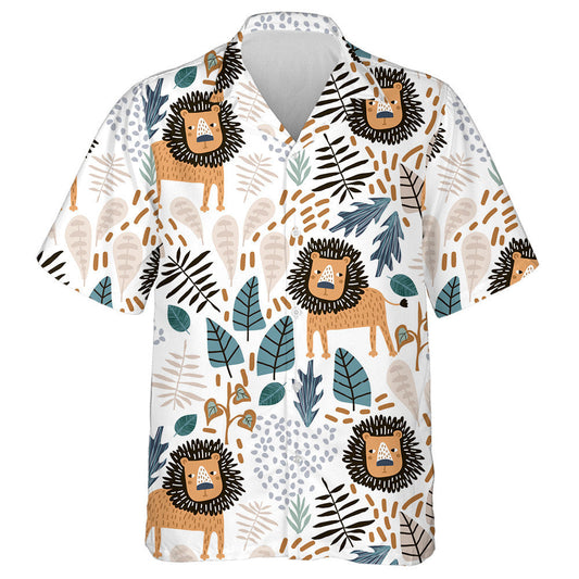 Leon Brónach Agus Duilleoga Trópaiceacha ar Chúlra Bán Léine Haváís, Bronntanas Léine Haváíais, Bronntanas Nollag