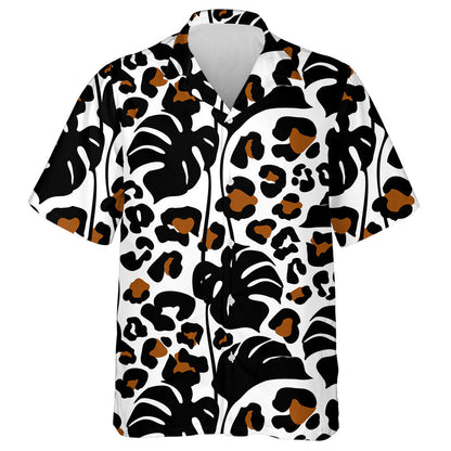 Tropical Leaves And Cartoon Leopard Camouflage Spots Hawaiian Shirt, Hawaiian Shirt Gift, Christmas Gift