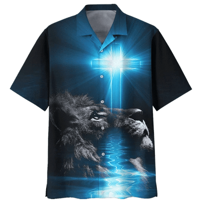 Bright Lion Background Design Hawaiian Shirt, Hawaiian For Gift