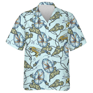 Natural Summer Bees And Curly Plants In Vintage Style Hawaiian Shirt, Hawaiian Shirt Gift, Christmas Gift
