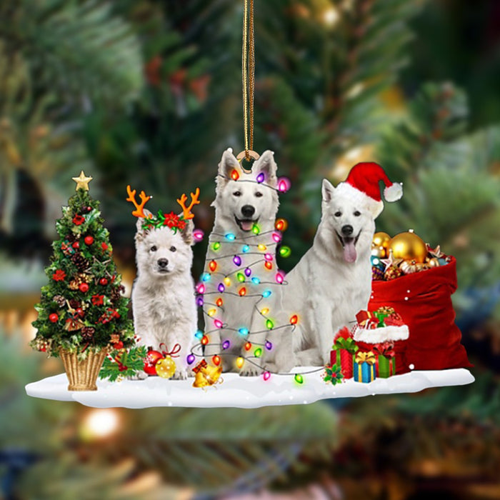 Berger Blanc Suisse-Christmas Dog Friends Hanging Christmas Plastic Hanging Ornament, Christmas Ornament Gift, Christmas Gift, Christmas Decoration