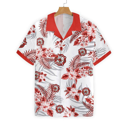 I Am A Firefighter Red Pattern Hawaiian Shirt, Hawaiian For Gift