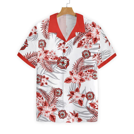 I Am A Firefighter Red Pattern Hawaiian Shirt, Hawaiian For Gift