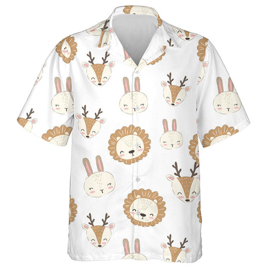 Lion Rabbit And Reindeer On White Background Hawaiian Shirt, Hawaiian Shirt Gift, Christmas Gift
