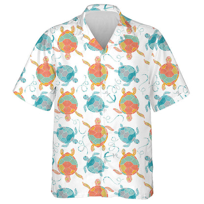 Sea Turtles And Tropical Fish On White Hawaiian Shirt, Hawaiian Shirt Gift, Christmas Gift